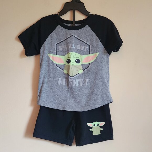 Star Wars Baby Yoda Pajamas Shorts Set Black And Grey Size 3T - Picture 2 of 7